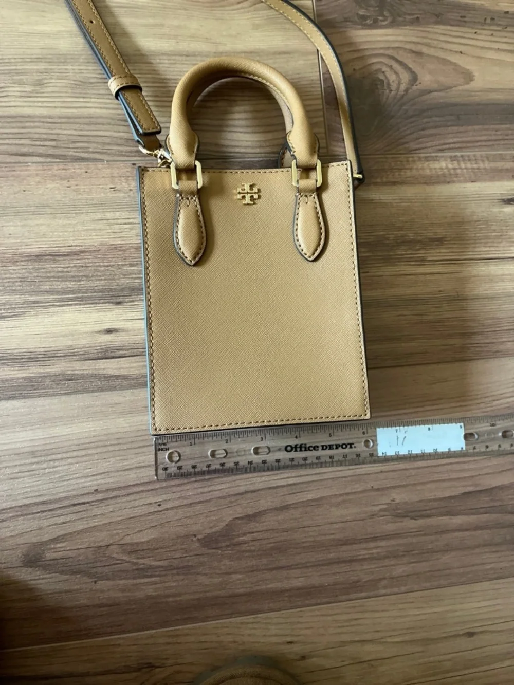Tory Burch Emerson Tan Cardamom Mini Shopper Tote Crossbody Purse